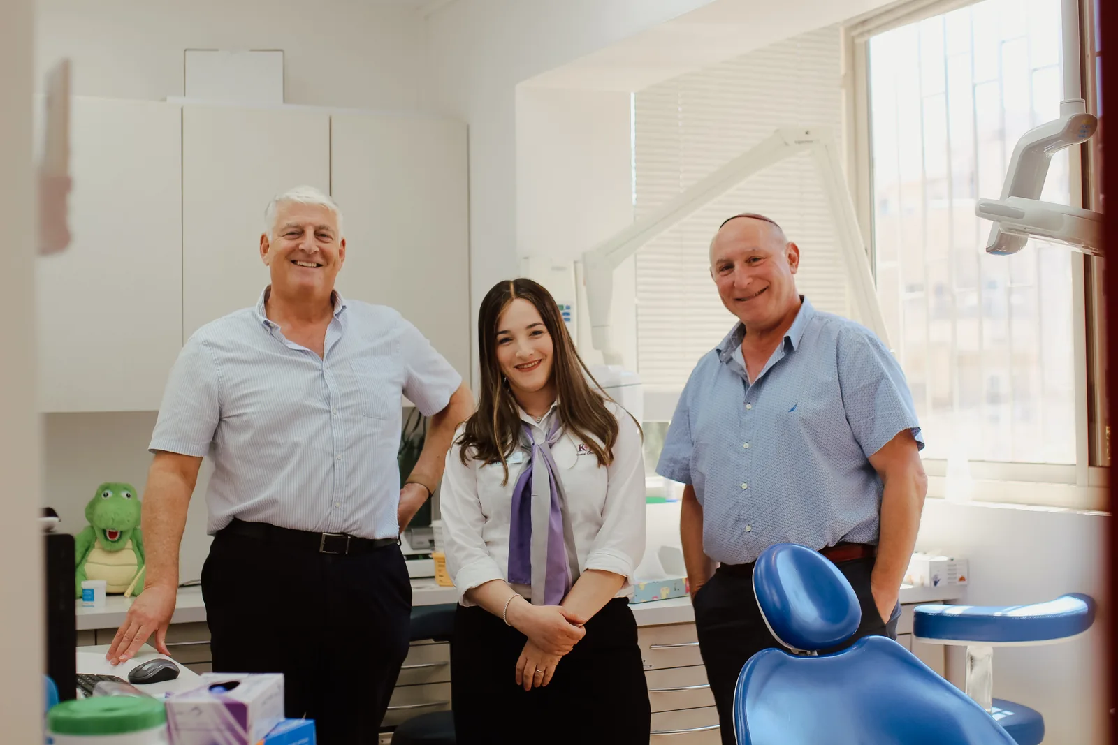 Dr. Stephen Kurer, Brachi Furman and Dr. Jacob Jackson at the clinic
